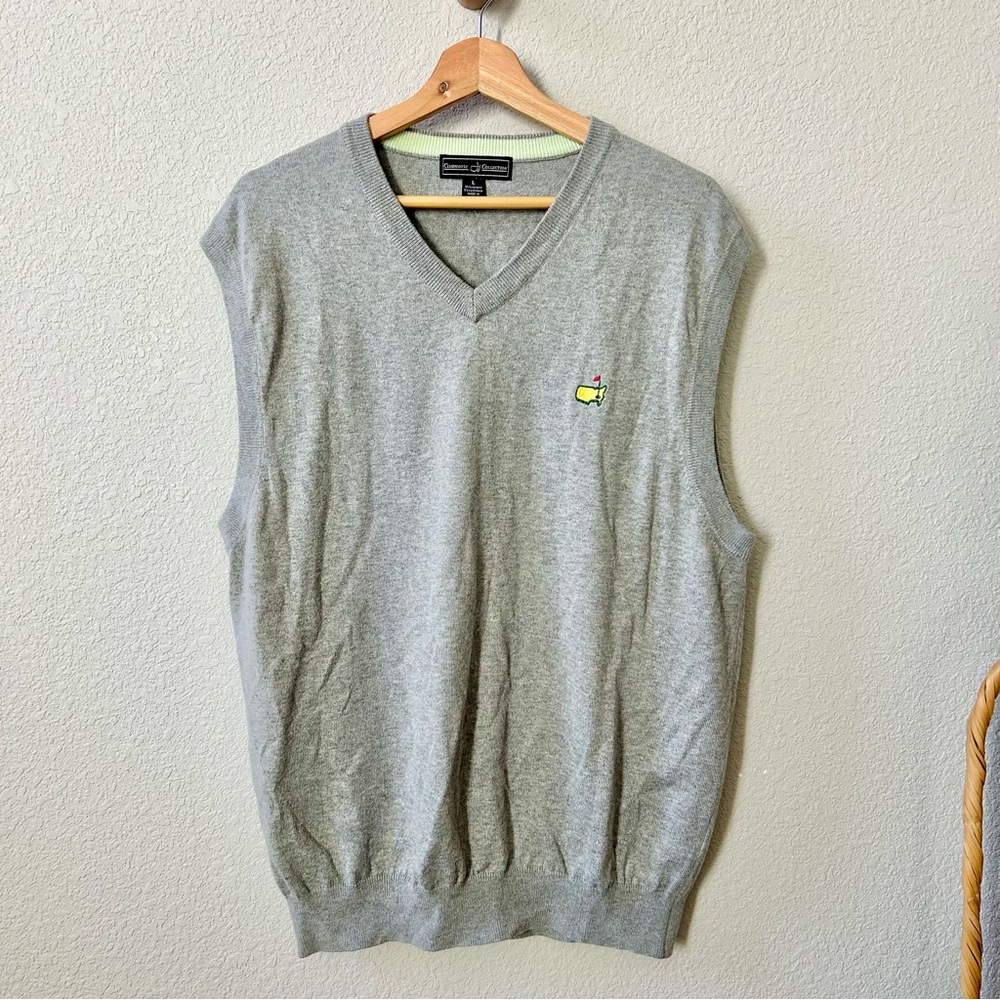 Clubhouse Collection Masters Cotton Cashmere Gray V Neck Knit Vest Size Large